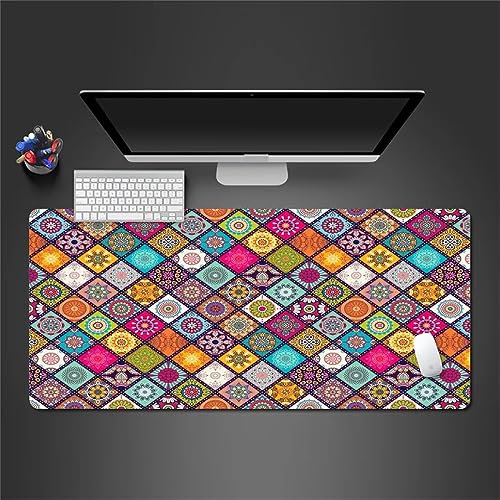 Gaming Mauspad Mandala Geometrie, XXL Gaming Mauspads 23,6x11,8x0,1 Zoll Verlängertes Großes Mauspad Schreibtischauflage, rutschfeste Gummibasis Einfach Zu Reinigen für Gamer/Desktop/Büro/Zuhause