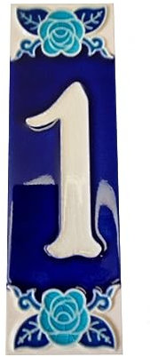 15 x 4,8 cm 15 x 4,8 cm italienische handbemalte Keramikfliesen mit Zahlen und Zahlen (Nummer 1)