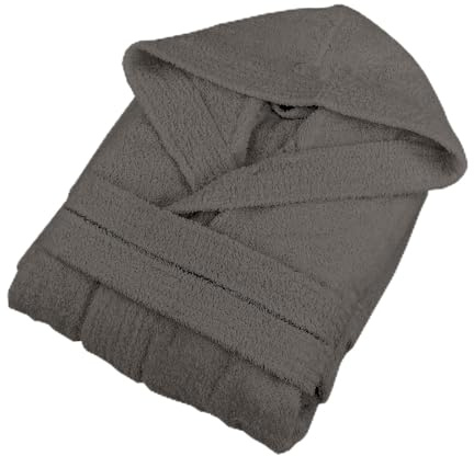 PARAMAISON Accappatoio Taglie Forti Unisex, 100% Spugna Morbida e Leggera con Cappuccio, Cintura e Tasche | 60-62 6XL Tortora
