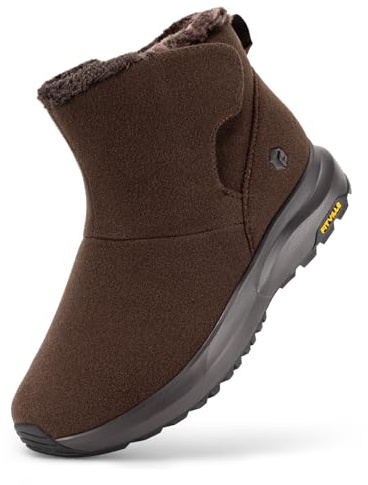 FitVille Botas de Invierno Extra Anchas para Hombre Botas de Nieve con Forro cálido Zapatos Anchas de caña Corta Botas Planas para Exteriores Antideslizantes Marrón oscuro 41 EU Ancho