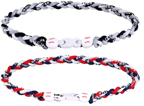 Mikovivi 2 Pz Collana da Baseball, Nylon Collane in Corda da Baseball Collana Sportiva Catena da Intrecciate Baseball per Adolescenti Adulti Amanti Della Squadra di baseball Regalo (Rosso e Nero)