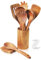 Lot de 9 cuillères en bois pour la cuisine, ustensiles de cuisine en bois avec prise en main confortable, ensemble d'ustensiles de cuisine en teck avec porte-ustensiles, repose-cuillère et crochets