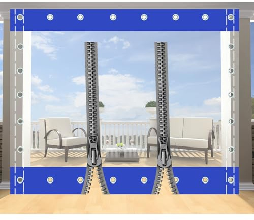 Rideau Exterieur Terrasse de 0,5 mm,Panneaux Latéraux de Pergola Transparent avec Zip,Rideau de Bâche D'extérieur Claire avec Œillets,pour Gazebo Porche (Hauteur x Largeur) 2x4m/6.56x13.12ft