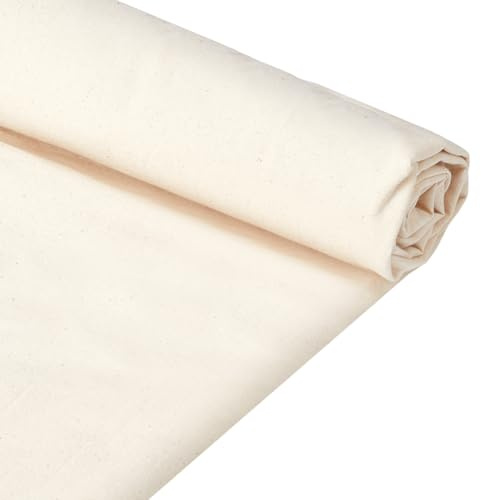 NBEADS 3m Weißer Baumwollstoff Meterware, 1.6m breit Malerei Canvas-Stoff Cotton Canvas Unprimed Mehrzweck-Leinwandstoff für gebleichte Tie-Dye-Ölfarbe