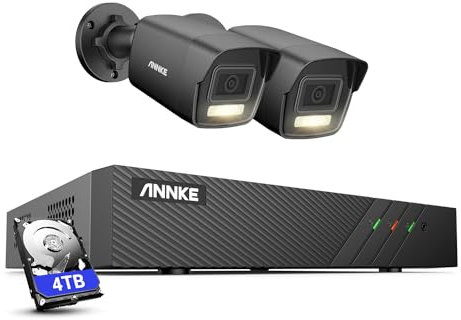 ANNKE Set di telecamere di sorveglianza 3K/5MP per esterni, 2 telecamere IP PoE 3K con riconoscimento intelligente delle persone e riconoscimento del veicolo, 8CH 4TB HDD NVR per videosorveglianza 24