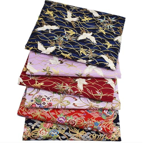 Tela de algodón estilo japonés patchwork - Paquetes de tela con estampado floral bronceado - Tejidos decorativos para coser y ropa y patchwork