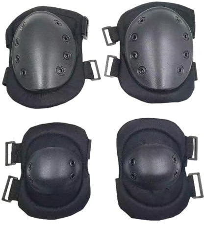 BaronHong Knieschoner-Ellenbogenschoner-Set, Knie-Ellenbogen-Schutzpolster, Combat Skate, Outdoor-Sport, Sicherheitsausrüstung (schwarz, M)