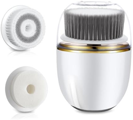 Spazzola elettrica per la pulizia del viso - Scrubber per pulizia profonda con ricarica USB impermeabile con 3 testine | Spazzola rotante per il viso per pelle grassa, spazzola delicata per la cura de