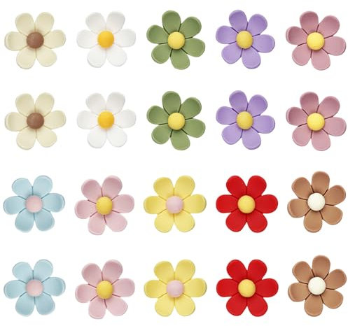Comzantor 20 Piezas Coloridos Imanes de Nevera Decorativos, Imán de Nevera de Flores 3D, Magnética Potentes Refrigerador Flor 3D, para Pizarra Blanca, Cocina y Oficina (Grandes & 10 Colores)