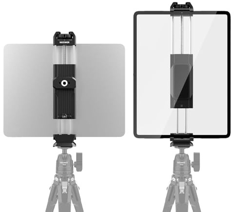 NEEWER Tablet Halterung für iPad Stativ Mount Adapter, Metall Tablet Klemme mit Cold Shoe, Arca Typ Basis, NATO Schnittstelle, 1/4 Schraube für iPad mini Air Pro Surface Pro (7,9 bis 12,9), PA100