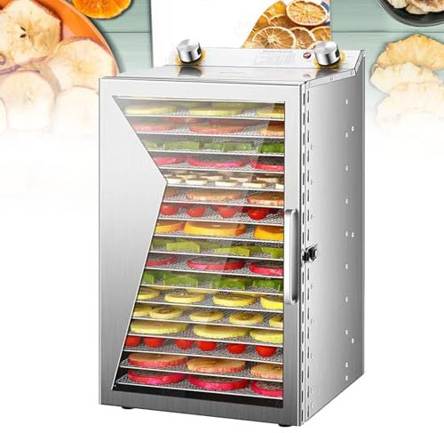 Máquina deshidratadora de alimentos con bandejas de acero inoxidable, deshidratador de hierbas de 800 W, deshidratador de carne seca, deshidratador de hongos a 194 °F, deshidratador de frutas,18Layer
