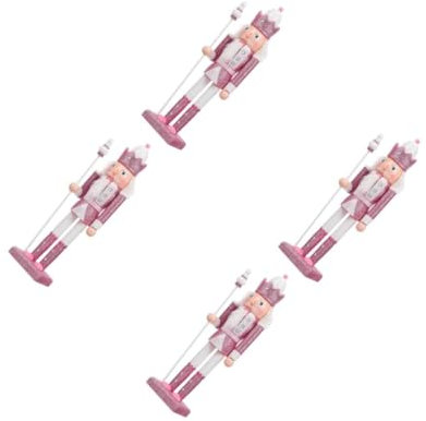 Zerodeko 4 Pz Burattini Schiaccianoci Decorazioni Natalizie Di Schiaccianoci Glitter Soldatini Natalizi Per Natale Lucine Per Tende Femmina Di Legno Rosa