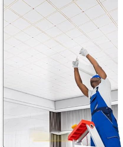 Dalle de plafond Width 30cm Length 60cm Dalles De Plafond Imperméables À Coller 30 X 60 Cm - 1, 5, 10, 15, 20, 30 Ou 40 Pièces - Panneaux De Plafond En Plastique PVC Pour Salle De Bain(15 pcs)