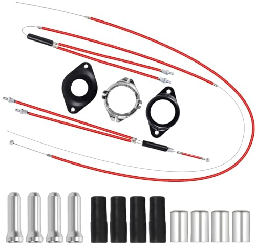 Premium BMX Bike Gyro Brake Cables Front + Rear (Upper + Lower)with Spinner Rotor Full Kit,BMX Bicycle Brake Lines Set Cable Wire & Housing Replacement for Most Gyro Systems and 20 Bikes,Professional