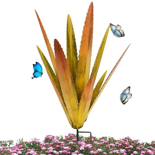 Qiwieod Décoration De Jardin, Ornements De Jardin en Agave en Métal, Sculpture De Plant D'agave en Métal, Piquets De Décorations De Cour À La Maison, Décor Extérieur De Plants en Métal