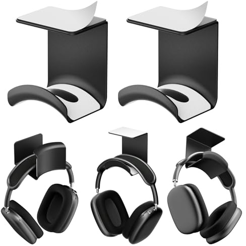 2 st universellt headset hållare bord hörlurar hållare självhäftande hörlurshållare väggfäste hörlurshållare headset stativ för flera enheter skrivbord vägg bord spelhörlurar