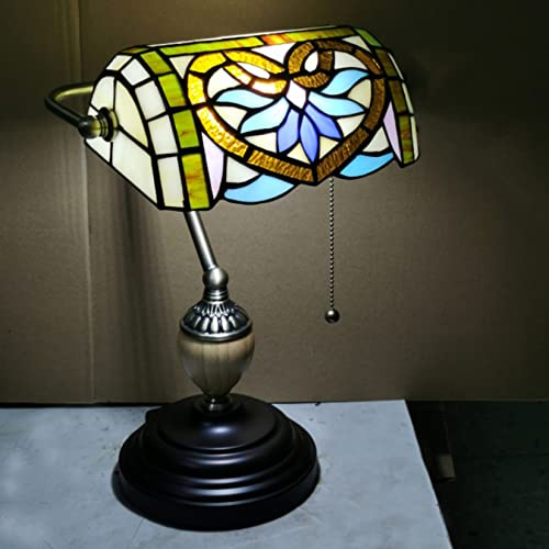 Lampada da banchiere, Lampada Blu Viola, Lampada da Tavolo in Vetro colorato, Studio da Ufficio Lettura Pianoforte Accento Scrivania Luce da Biblioteca, Lampada da Comodino Camera da Letto, Base in