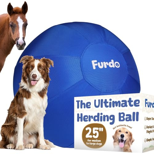 Furdo 25 Herding Ball for Dogs, for Australian Shepherd, for Cattle, for Border Collie, for Blue Heelers & Medium to Large Dogs,Horse, Herding Dog Ball, Herding Toys - Blue