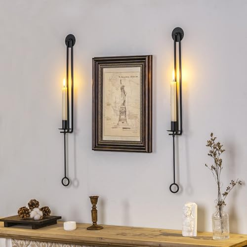 Ainmto 2 Stück Wandhalter für Kerzen,Wandkerzenhalter,Kerzenständer für Wandmontage,Wand Kerzenhalter für Deko(Schwarzer)