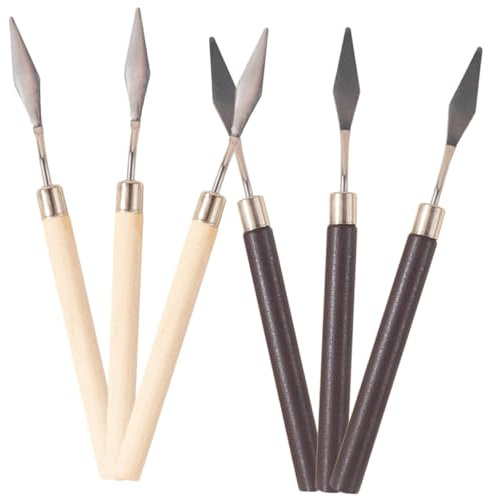 Gogogmee Make up Rührstäbe Edelstahl Holz 6 Stück Kosmetik Mixstäbe Spatel Für Nagelstudio Gesicht Grundierung