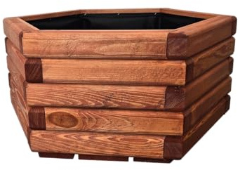 HolzGarden Jardinière en Bois avec Non-tissé 60x30x53 cm Imprégné Couleur Acajou Pot de Fleurs Jardin, Balcon, Terrasse Résistant aux Intempéries Bois Massif Jardiniere Exterieur Grande Taille 63L