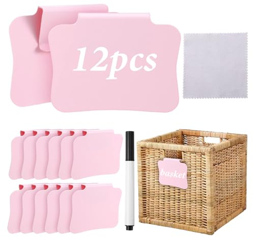 14 Stück Korb Etikettenhalter Clip Klare Kunststoff Etikettenhalter Rosa Regal Etiketten Körbe Clips für Aufbewahrungsboxen Drahtregal Einzelhandelspreis Warenzeichen Displayhalter