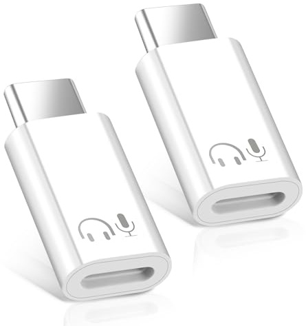 APKLVSR 2 Stück USB-C zu Audio Adapter Kompatibel mit Geräten mit Light-ning-Anschluss, DAC Hi-Fi Klang, Kopfhörer Line-Control, Kompatibel mit iPhone 17/16/15 Series