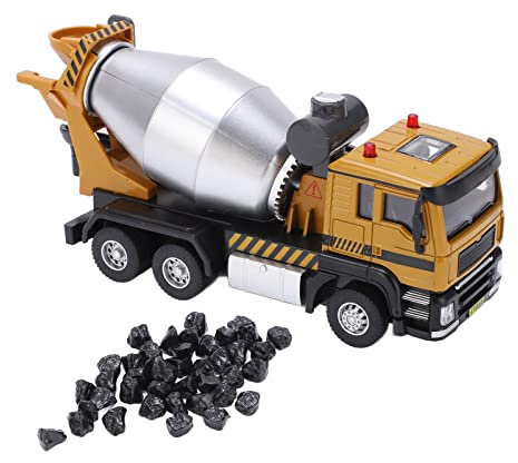 RiToEasysports Mixer Truck Toy, 1:50 Cement Mixer Truck Alloy Pull Back Construction Vehicle with Rotating Cement Tank and Liftable Front for Kids Boys