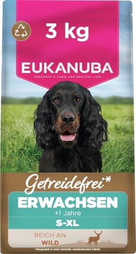 EUKANUBA Cibo secco per Cani senza cereali con selvaggina - Alimento secco premium privo di cereali per Cani adulti di tutte le razze, 3 kg