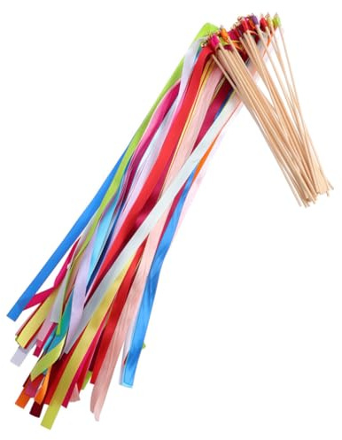 HIAKDOFT 20 pezzi Bacchette da Sposa Colorate con Nastro e Campanellino Decorazioni Festa Nuziale Bastoncini Magici per Matrimonio e Cerimonie Gadget per Invitati e Addobbi Colore Casuale