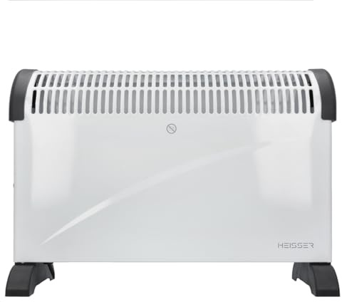 HEISSER Electric Convector Heater 2000W – Silent Portable Room Heater for Home, Adjustable Thermostat, Low Energy Electric Heating