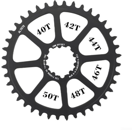 Yuanpgky Kettenblatt für Rennrad, 3 mm Offset, 12-Gang-kompatibel, 7075 Aluminiumlegierung, schmales Design mit breiten Zähnen, 40T-50T Optionen (46T)