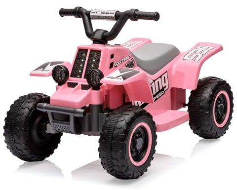 Quad Électrique Enfant 6v avec LED, Musique Et Klaxon | Quad Moto Porteur Enfants 1.8 Km/h avec Siège Confortable | Voiture Électrique Tout Terrain pour Enfants 3-8 Ans(Rose)