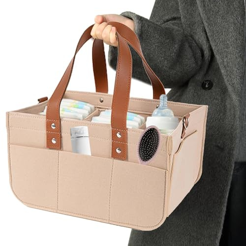 De Almacenamiento De Pañales De Fieltro Grande - Organizador Para Artículos De Bebé, Juguetes Y Pañales | Tote Para Juguetes De Guardería, Organizador Portátil De Artículos Esenciales Para Bebés