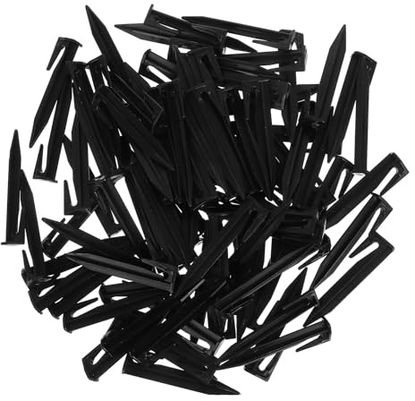 NAMOARLY 100 Estacas para Tiendas de Campaña de Plástico Irrompible Negras para Fijación en Césped y Suelo Duro, Ideales para Actividades al Aire Libre y Senderismo