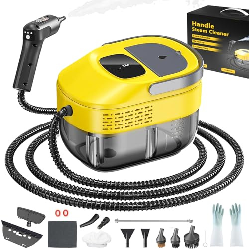 2026 New 3 Level Adjustable Pressurized Handheld Steam Cleaner for Home, 10s Heat-Up Handheld Steamer for Cleaning, 1.6 Qt Tank Portable Steam Cleaner Handheld for Car (Yellow, 1 Set)