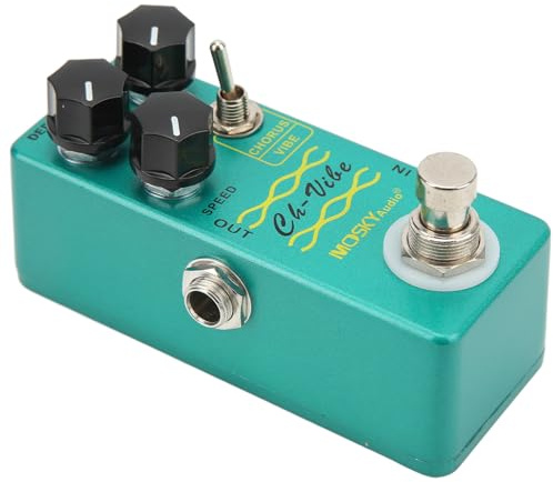 HUSHUI Chorus Vibrato Pedal 2 i 1 Elgitarreffektpedaler med True Bypass för Musiker Kompakt och Bärbar Metallgrön