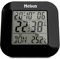 Mebus digitaler Funkwecker mit Thermometer, Datumsanzeige und Beleuchtung, Snooze-Funtion, Material: Kunststoff, Farbe: Schwarz, Modell: 51510, 8 x 8,5 x 1,8 cm