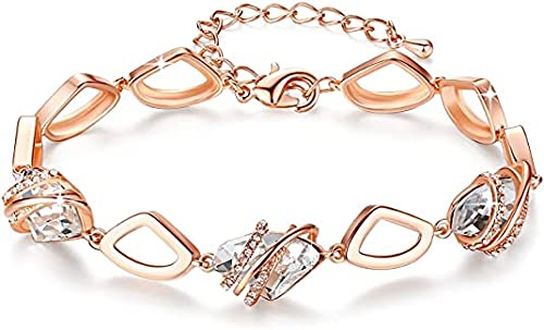 Leafael Önskesten Armband dam, födelsestens Armband för kvinnor med helande stenar, allergifria smycken för kvinnor, Silverfärgad eller roséguld Armband med presentförpackning