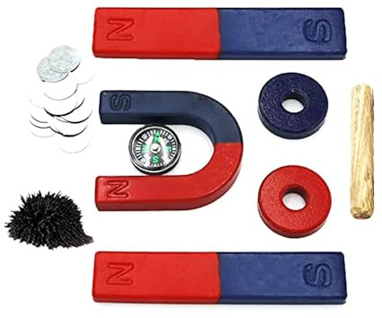Magnete für Physik/Wissenschaft, Magnet-Kit für Bildung, Wissenschaft, Experimentwerkzeuge inkl. Stab-/Ring-/Hufeisen-/Kompass-Magnete