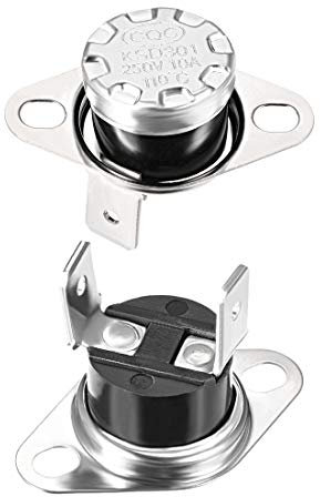 sourcing map Interrupteur contrôle température KSD301 thermostat 110°C 10A normalement fermé NC 2Pcs