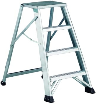 Svelt Sgabello Professionale 4 Gradini in Alluminio Estruso Nervato – 1 Tronco di Salita con Piattaforma Antisdrucciolo 40x30 cm, Altezza 113 cm, Portata 150 kg,