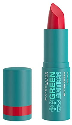 Maybelline New York - Rouge à Lèvres Satiné & Pigmenté - Enrichi en Beurre de Cacao - 86% d'Ingrédients d'Origine Naturelle - Formule Vegan - Butter Cream Green Edition - Teinte : Maple (04)