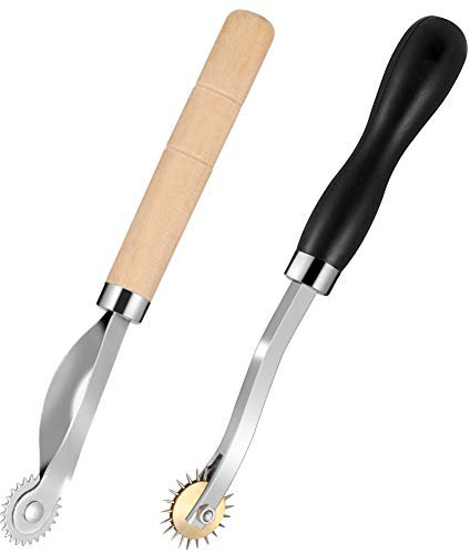 metagio 2 Stück Verfolgungsrad Nähen Werkzeug Schnittmusterrädchen mit Holzgriff Nadel Punkt Verfolgungsrad, Kopierrädchen Markierrädchen Schneiderrädchen Schnittmusterrad für Leder Kanten