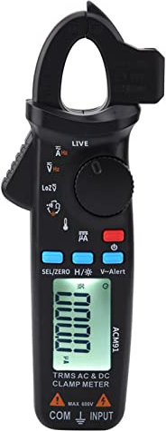 Jeanoko Pince ampèremétrique CC ACM91 1mA testeur de courant True RMS à plage automatique 6000 comptes multimètre basse impédance vérification en direct température cap volt ampèremètre