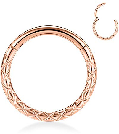 AROWRO 16 g rostfritt stål septum clicker daith rook tragus helix brosk lobe septum piercing smycke orm/pyramid/pil/stjärna design fällbar segmentring, Rostfritt stål