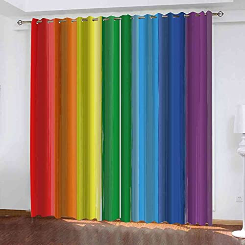 JORILS Vorhang Kinderzimmer Regenbogen, 2er Set Kindergardinen Mädchen Junge Verdunkelungsvorhänge mit Ösen Blickdichter Vorhang 220x215cm Blickdichte Gardinen für Wohnzimmer