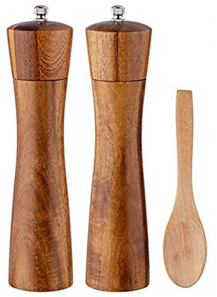 Alle unsere Salz- und Pfeffermühlen wurden strenge 8,4 zoll holz pfeffer grinder manuelle pfeffer grinder haushalt einstellbar meersalz mahlenflasche set küche kochen BBQ Werkzeuge Mini-Gewürzmühle