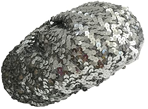JK Home Sequin Beret Hat Sparkly Shining Beanie Cap for Women Girls Halloween Festival Party Club, Fun Costume Stretch Mermaid Dancing Cap Silver