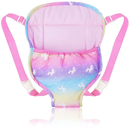 Aolso Baby Doll Carrier Storage Bag Backpack, with Adjustable Straps, Sling Front and Back Portable Accessories for 14-18 Inch Dolls (Doll Not Included), Pink (EUV8-TOYBD-CSXM)